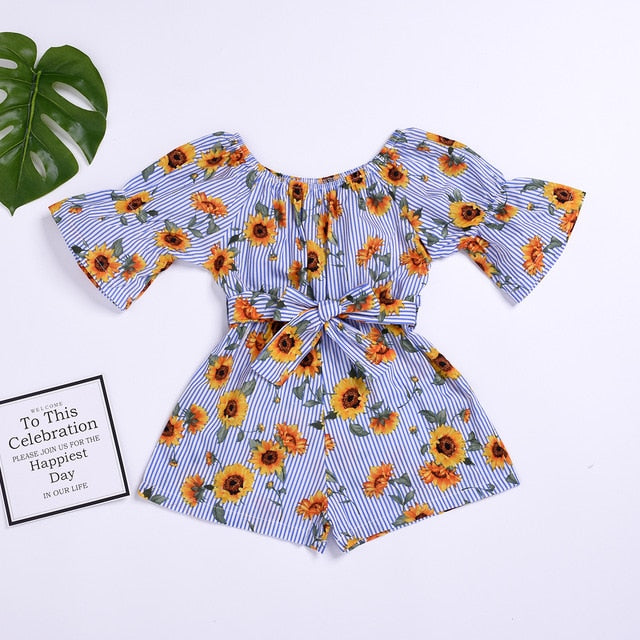 Sunflower Print Summer Fashion One-Piece Outfit