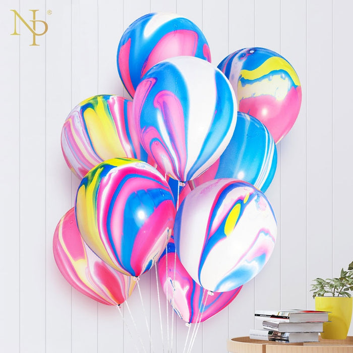 Nicro 5 10 pcs 10 inch Painting Agate Colorful Air Birthday Party Balloons