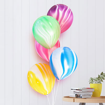 Nicro 5 10 pcs 10 inch Painting Agate Colorful Air Birthday Party Balloons