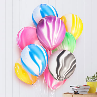 Nicro 5 10 pcs 10 inch Painting Agate Colorful Air Birthday Party Balloons