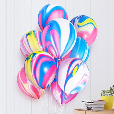 Nicro 5 10 pcs 10 inch Painting Agate Colorful Air Birthday Party Balloons