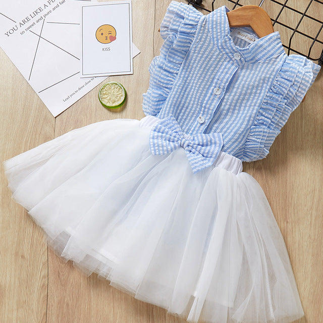 2Pcs Girls Short Sleeve Fashion T-Shirt & Tutu Dress