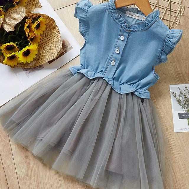 2Pcs Girls Short Sleeve Fashion T-Shirt & Tutu Dress