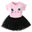 2Pcs Girls Short Sleeve Fashion T-Shirt & Tutu Dress