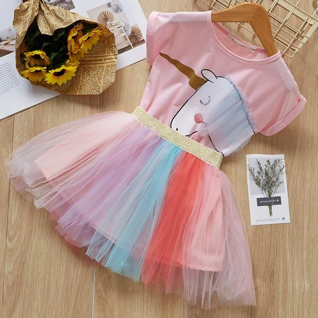 2Pcs Girls Short Sleeve Fashion T-Shirt & Tutu Dress