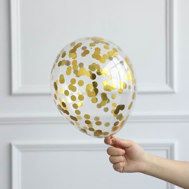 10pcs/lot Clear Gold Star Foil Confetti Transparent Balloons