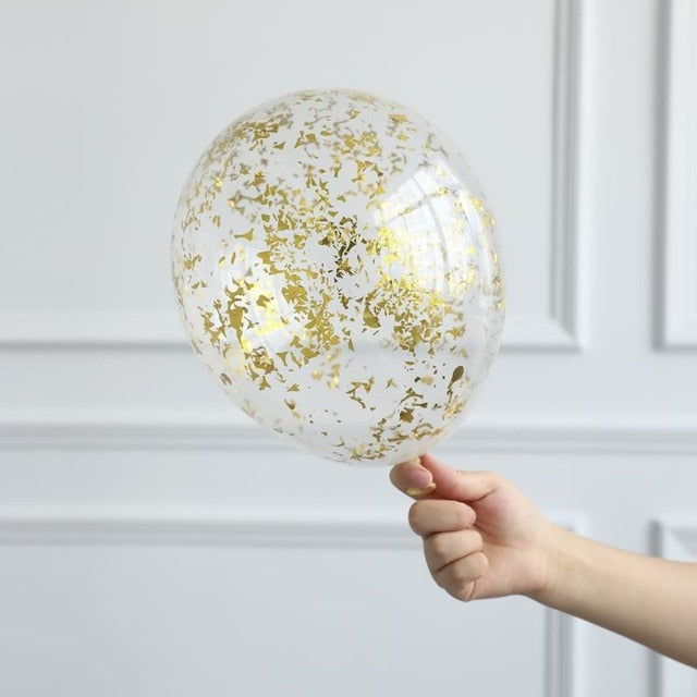 10pcs/lot Clear Gold Star Foil Confetti Transparent Balloons