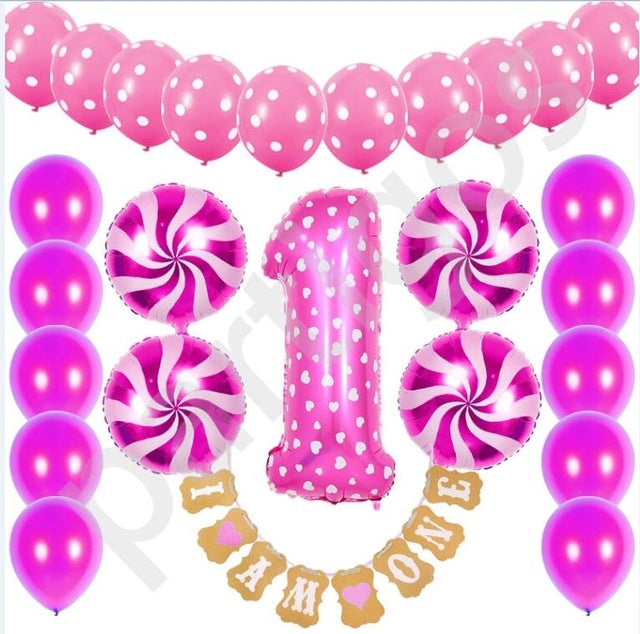 26pcs/se Foil Balloons I AM ONE Birthday Party decoration