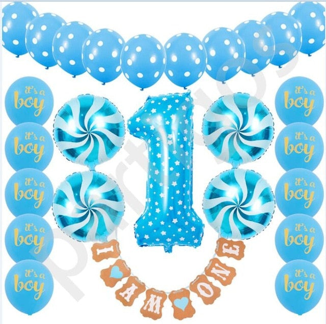 26pcs/se Foil Balloons I AM ONE Birthday Party decoration