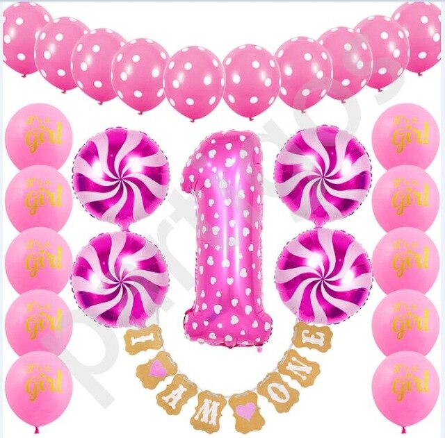 26pcs/se Foil Balloons I AM ONE Birthday Party decoration