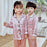 Autumn Winter 2 pcs/set Silk Pajamas Suit