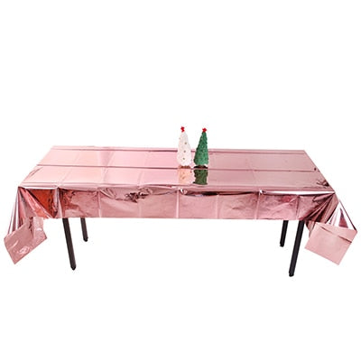 Rectangular Waterproof Glitter Rose Gold Foil Party Table Cover