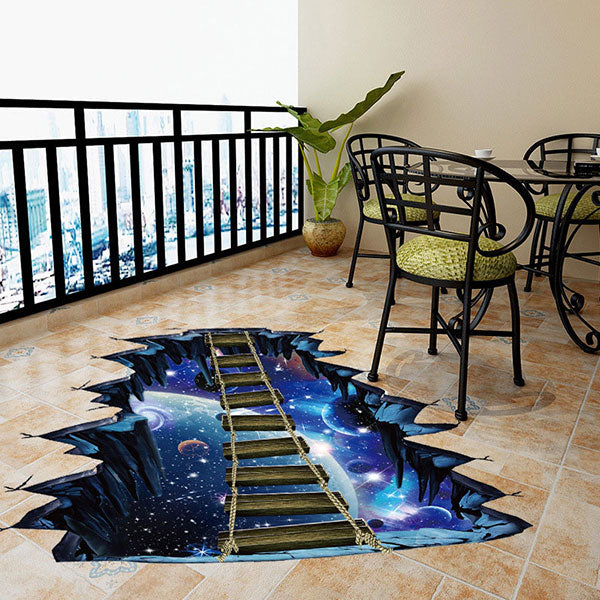 Large Galaxy Star Bridge 3D  Wall Sticker for Kids Room Floor and Wall Decals