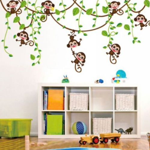 Removable Vinyl Monkey Bedroom Wall Sticker Decals