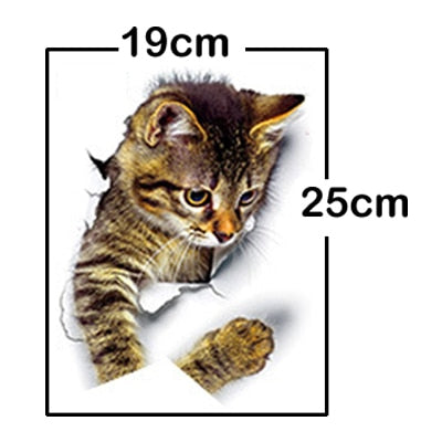 Hole View Cat Dog 3D Wall Sticker fort Kids Room Decoration Wall