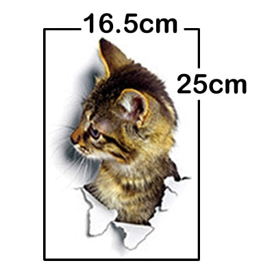 Hole View Cat Dog 3D Wall Sticker fort Kids Room Decoration Wall