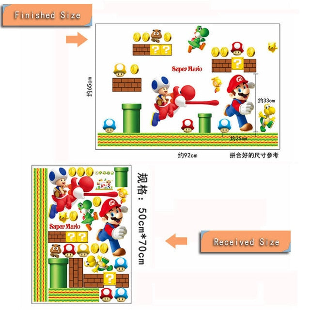 Super Mario Bros Kids Removable Wall Sticker Decals for Nursery Room