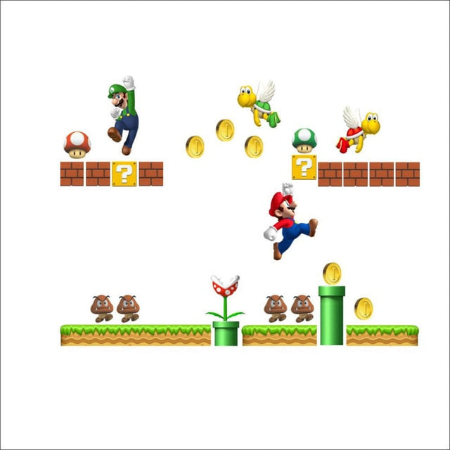 Super Mario Bros Kids Removable Wall Sticker Decals for Nursery Room