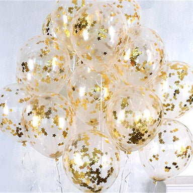 10pcs/lot Clear Gold Star Foil Confetti Transparent Balloons