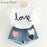 Lovely Long Eyelashes Tops + Pants Girls Clothing Set