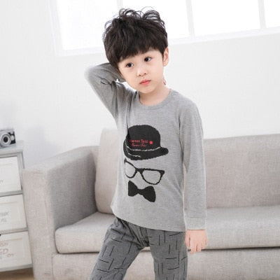 2 pcs/set Long-sleeve Cotton Pajamas