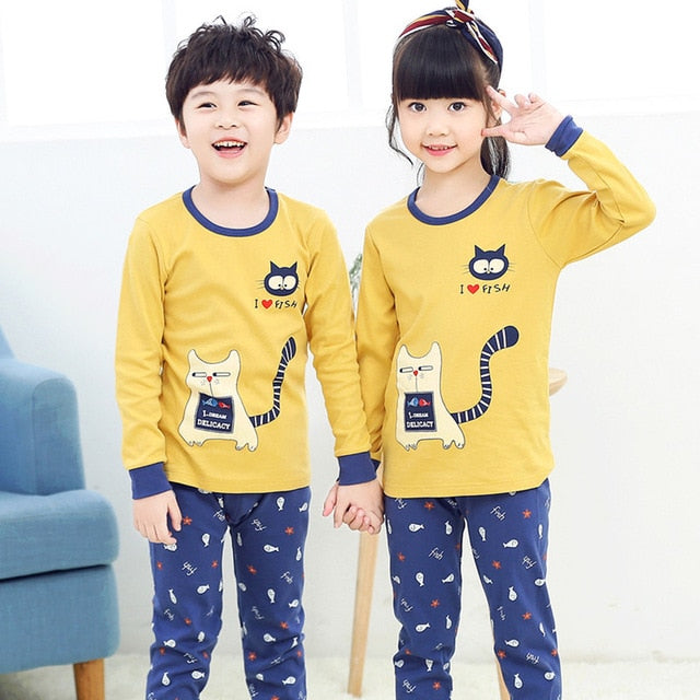 2 pcs/set Long-sleeve Cotton Pajamas