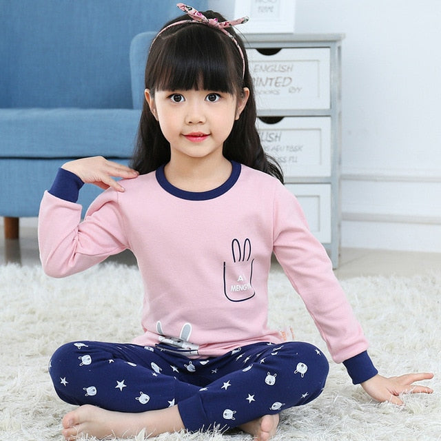 2 pcs/set Long-sleeve Cotton Pajamas