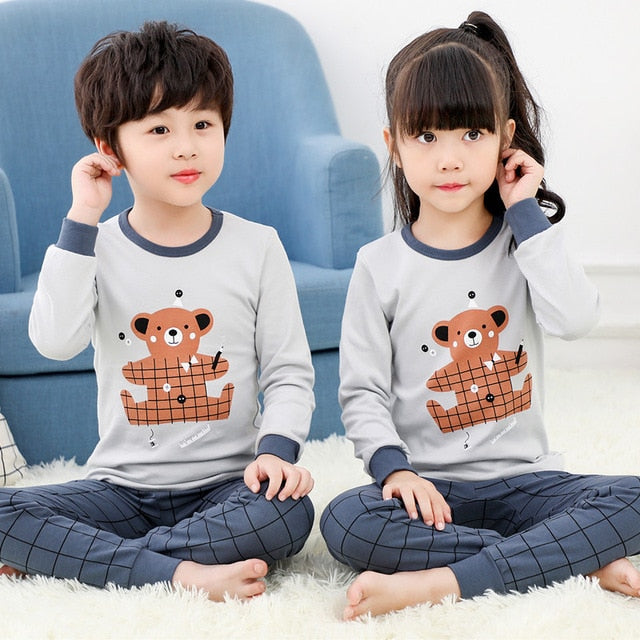 2 pcs/set Long-sleeve Cotton Pajamas