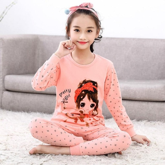 2 pcs/set Long-sleeve Cotton Pajamas